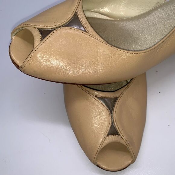 Bruno Magli Slingback Kitten Heels Peep Toe Retro - Picture 2 of 7